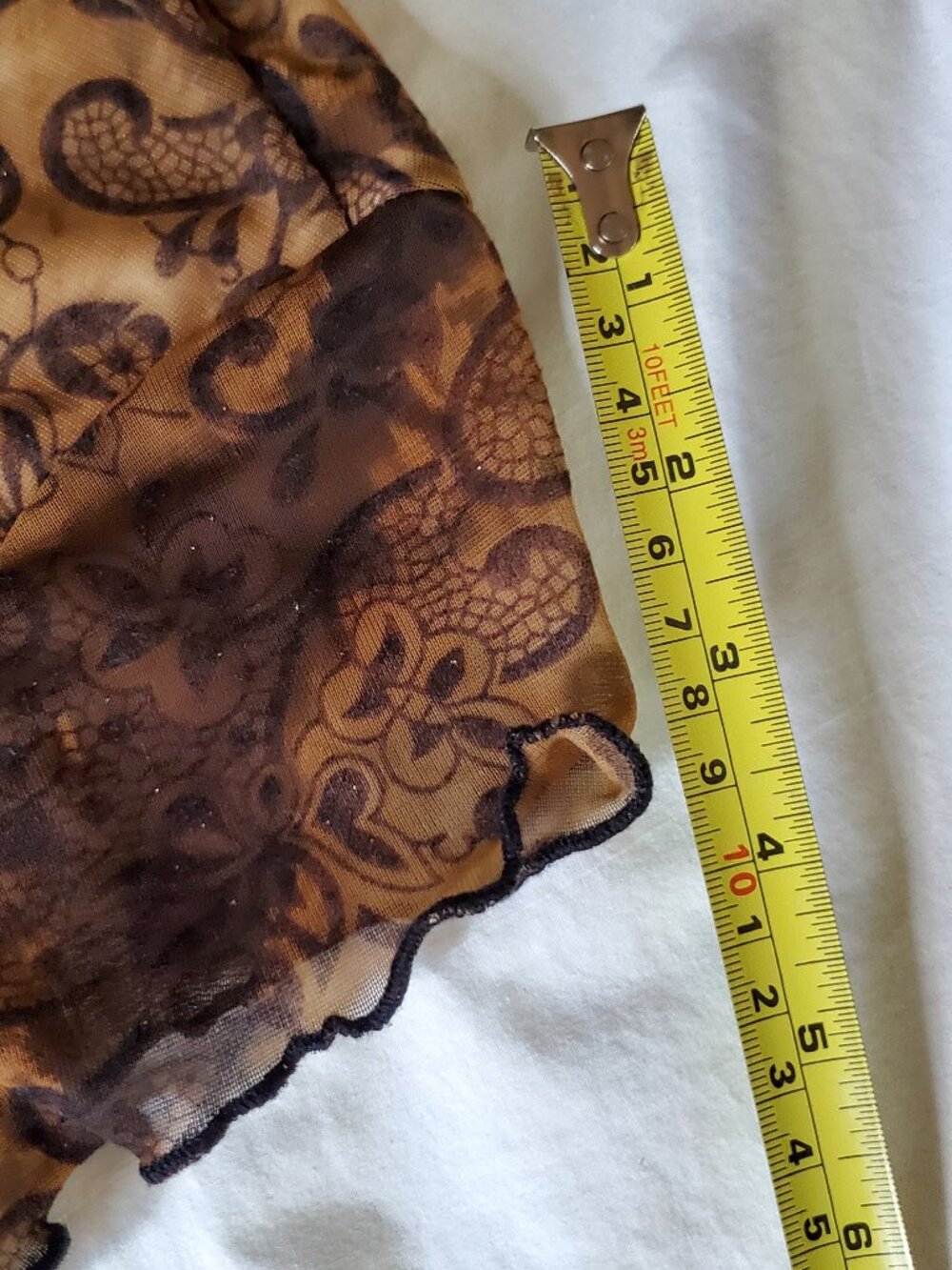 VTG Susan Lawrence Y2K Whimsigoth Sheer Mesh Floral Paisley Ruched Top M - Picture 11 of 14